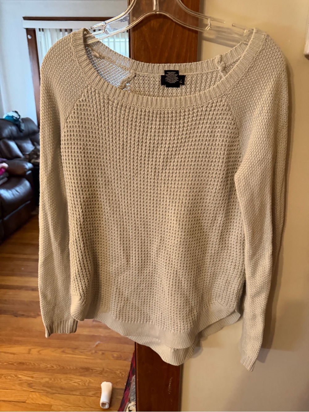 Wet Seal Cream Knit Crewneck Sweater